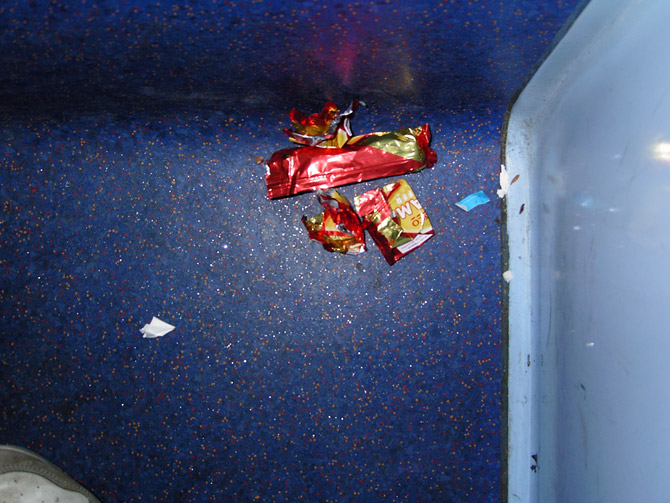 Hungry? Try 4 Tesco caramel wafers on a bus - that'll do you!